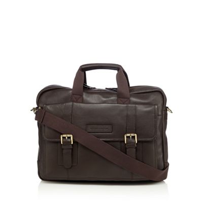 Designer dark brown soft leather business bag
